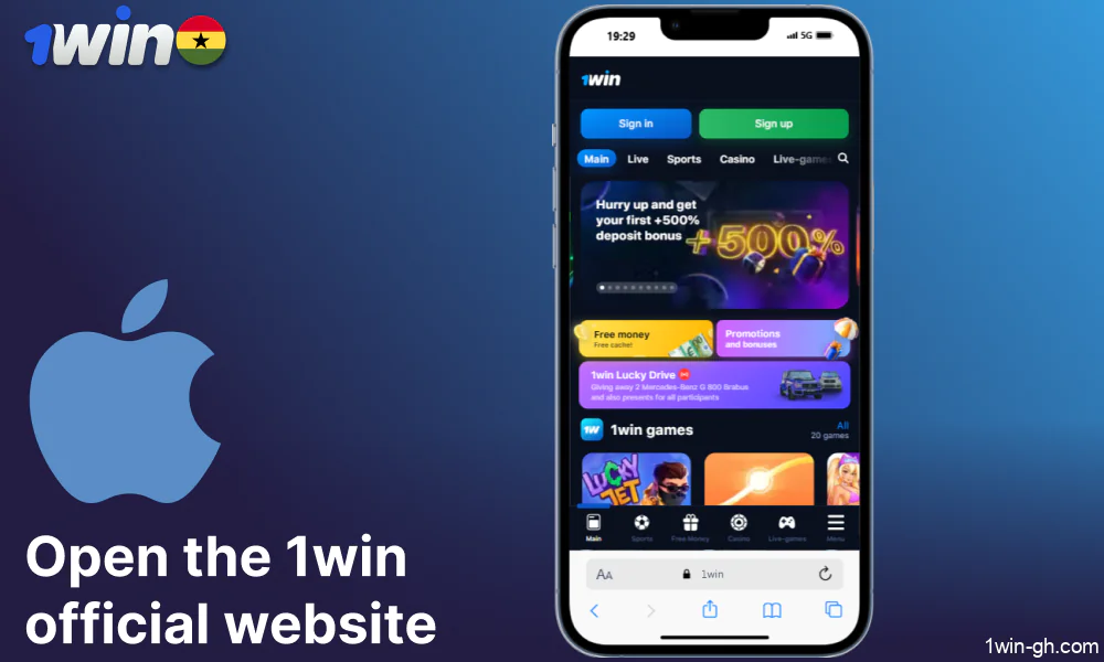 Open the 1win official website