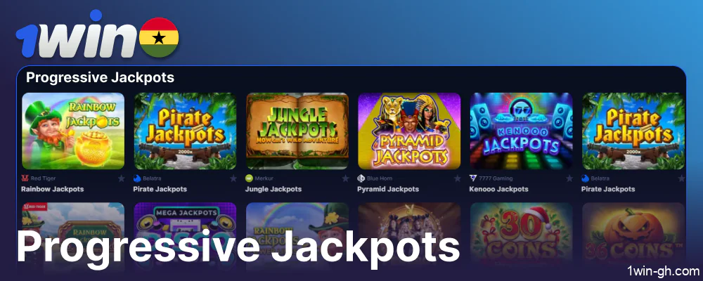 Progressive jackpots available on 1win Ghana
