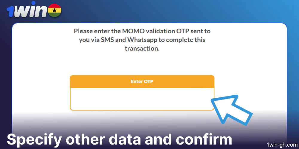 Specify other data and confirm to finish the 1win withdrawal